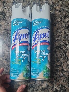 Lot of 2 Lysol Day Disinfectant Spray Coconut Water & Sea Minerals 19 oz each